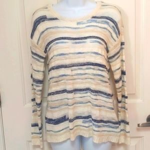 Liz Claiborne sweater, size small, navy blue light blue cream off-white